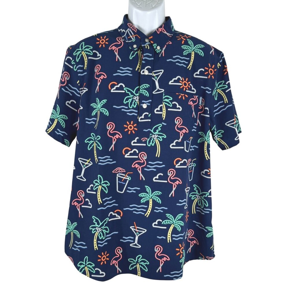 Chubbies Popover Friday Shirt Large The Neon Light Short Sleeve TP-3347‎